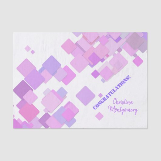 Gefeliciteerd, Pastel Paars Geometric Abstract Tissuepapier (Voorkant)