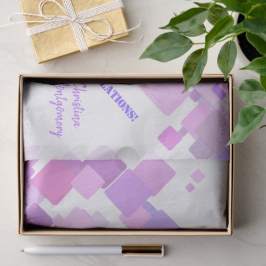 Gefeliciteerd, Pastel Paars Geometric Abstract Tissuepapier (Geschenk)