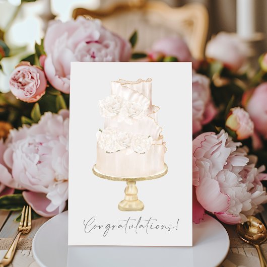 Gefeliciteerd Peony Wedding Cake Kaart