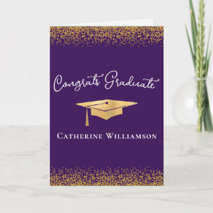 Gefeliciteerd Persoonlijke Elegante Gouden Afstude Kaart
