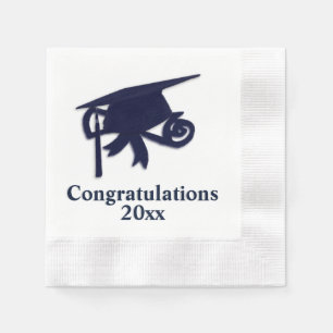 Gefeliciteerd Pet Afstuderen Navy Servet