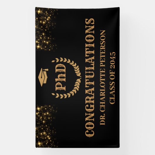 Gefeliciteerd PhD Afstuderen Spandoek (Verticaal)