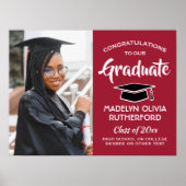 Gefeliciteerd Photo Red Black en White Afstuderen Poster (Voorkant)