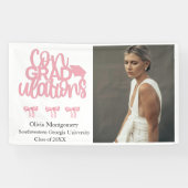 Gefeliciteerd Pink Coquette Photo Afstuderen Spandoek (Horizontaal)