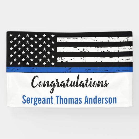 Gefeliciteerd politie Thin Blue Line Retirement P Spandoek (Horizontaal)