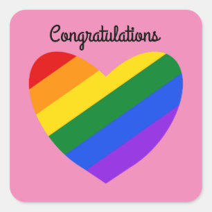 Gefeliciteerd Rainbow Heart #1 Stickers