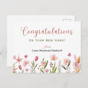 Gefeliciteerd Realtor gepersonaliseerde roze bloem Briefkaart