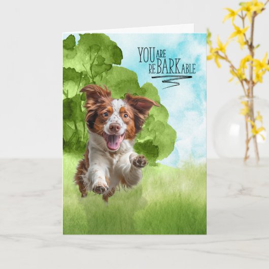 Gefeliciteerd reBARKable Brittany Spaniel Hond Kaart (Gele Bloem)