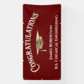 Gefeliciteerd, Red Burgundy Gold Afstuderen Spandoek (Verticaal)