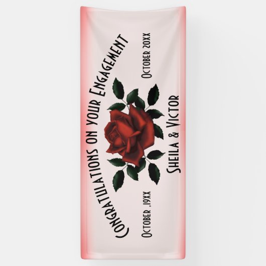 Gefeliciteerd, Red Rose Verloving Spandoek (Verticaal)