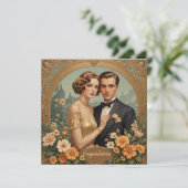 Gefeliciteerd Retro Liefde paar Feestdagenkaart (Staand voorkant)