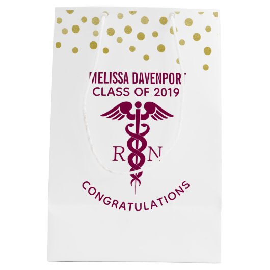 Gefeliciteerd RN Verpleegkundige Afstuderen Rode C Medium Cadeauzakje (Achterkant)