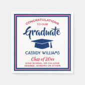 Gefeliciteerd: rood wit en blauw modern Afstuderen Servet (Voorkant)