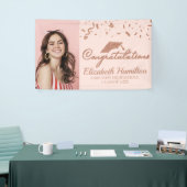 Gefeliciteerd Roos Goud Roze Foto Afstuderen Spandoek (Beurs)