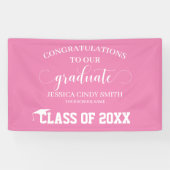 Gefeliciteerd Roze Afstuderen Graduation Party Spandoek (Horizontaal)