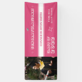 Gefeliciteerd, roze en witte monogram spandoek (Verticaal)