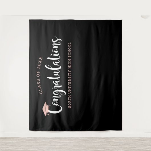 Gefeliciteerd Roze Gouden Afstudeerfeest Wandkleed (Voorkant)