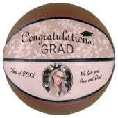 Gefeliciteerd Roze Ornament Afstuderen Foto Basketbal (Voorkant)