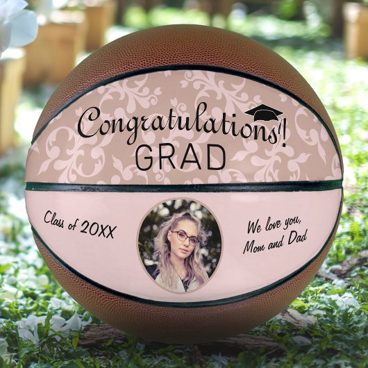 Gefeliciteerd Roze Ornament Afstuderen Foto Basketbal