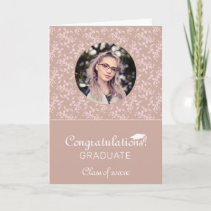 Gefeliciteerd Roze Rococo Afstudeerfoto Kaart