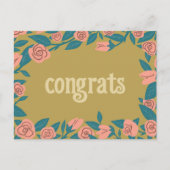 GEFELICITEERD Roze Rozen Lijst Bloemen Custom Briefkaart (Voorkant)