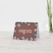 GEFELICITEERD Roze Rozen Lijst Bloemen Custom Kaart (Voorkant)