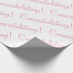 Gefeliciteerd Roze Script Trouw Baby Shower Cadeaupapier