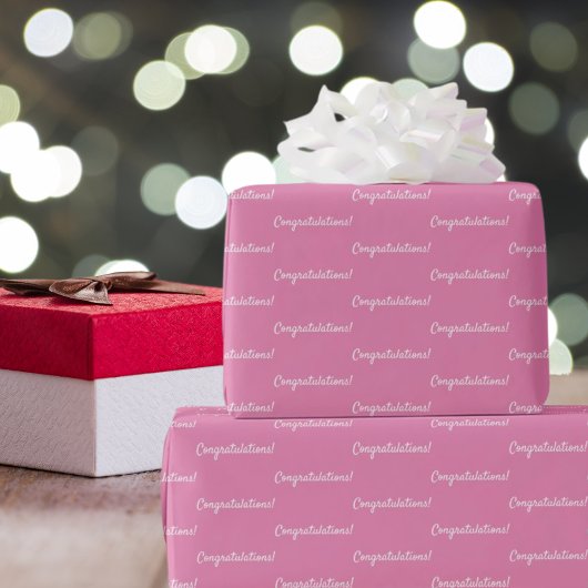 Gefeliciteerd roze wit cadeaupapier