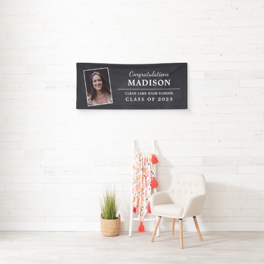 Gefeliciteerd Rustic Chalk Afstuderen Foto Spandoek (Insitu)