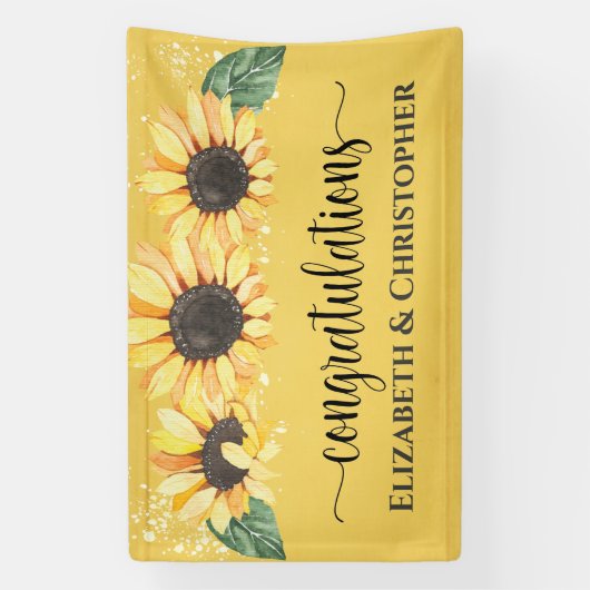 Gefeliciteerd Rustic Sunflower Fall Wedding Spandoek (Verticaal)