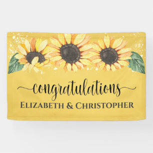 Gefeliciteerd Rustic Sunflower Fall Wedding Spandoek