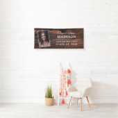 Gefeliciteerd Rustic Wood Afstuderen Foto Spandoek (Insitu)