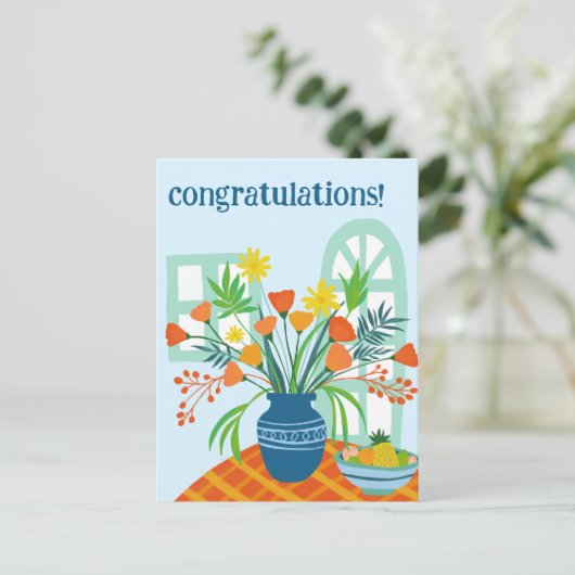 GEFELICITEERD Schattige Bloemenboeket Fun Custom Briefkaart (Staand voorkant)