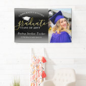 Gefeliciteerd Script Black Gold Photo Afstuderen Spandoek (Insitu)