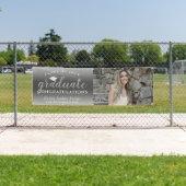 Gefeliciteerd Script Gray Ombre Foto Afstuderen Spandoek (Insitu)
