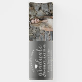 Gefeliciteerd Script Gray Ombre Foto Afstuderen Spandoek (Verticaal)