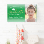 Gefeliciteerd Script Green Gold Photo Afstuderen Spandoek (Insitu)