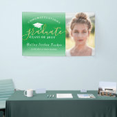 Gefeliciteerd Script Green Gold Photo Afstuderen Spandoek (Beurs)