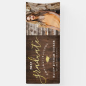 Gefeliciteerd Script Green Gold Photo Afstuderen Spandoek (Verticaal)