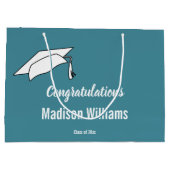 Gefeliciteerd Script Retro Blauw Wit Afstudeernaam Groot Cadeauzakje (Achterkant)