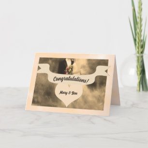 Gefeliciteerd Sepia Bride en Groom Kaart