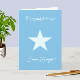 Gefeliciteerd Shine Bright Star op Lichtblauw Kaart