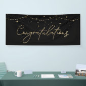 Gefeliciteerd Simple Black Gold Elegant Spandoek (Beurs)