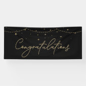 Gefeliciteerd Simple Black Gold Elegant Spandoek (Horizontaal)