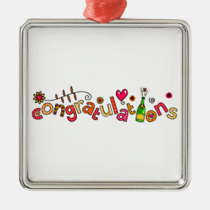 Gefeliciteerd Speciale Occasion Doodle Text Metalen Ornament