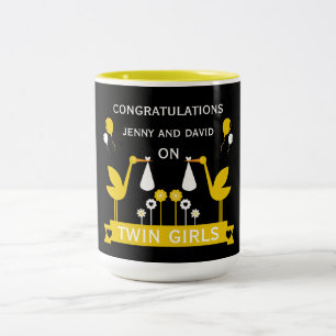 Gefeliciteerd Stalk Delivery Twins Tweekleurige Koffiemok
