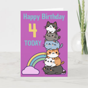 Gefeliciteerd Stapel Katten Met Leeftijd Kaart