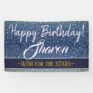 Gefeliciteerd Sterren   Sky Blue Galaxy Spandoek