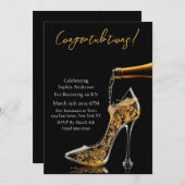 Gefeliciteerd, Stiletto en Bubbly Kaart (Voorkant / Achterkant)