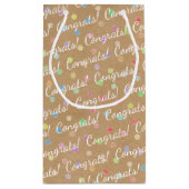 Gefeliciteerd Stippen Pattern Faux Rustic Brown Kr Klein Cadeauzakje (Achterkant)